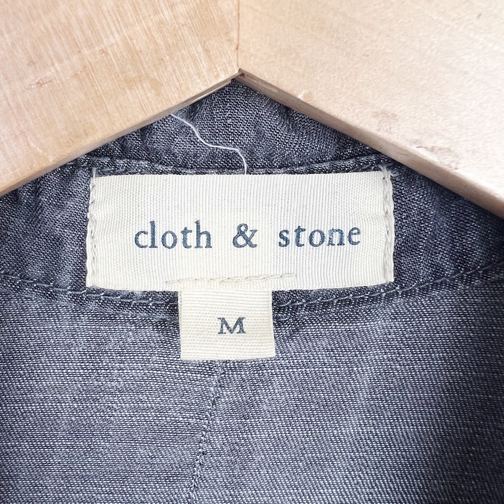 Cloth & Stone Gray Split-Back Chambray Top - image 5